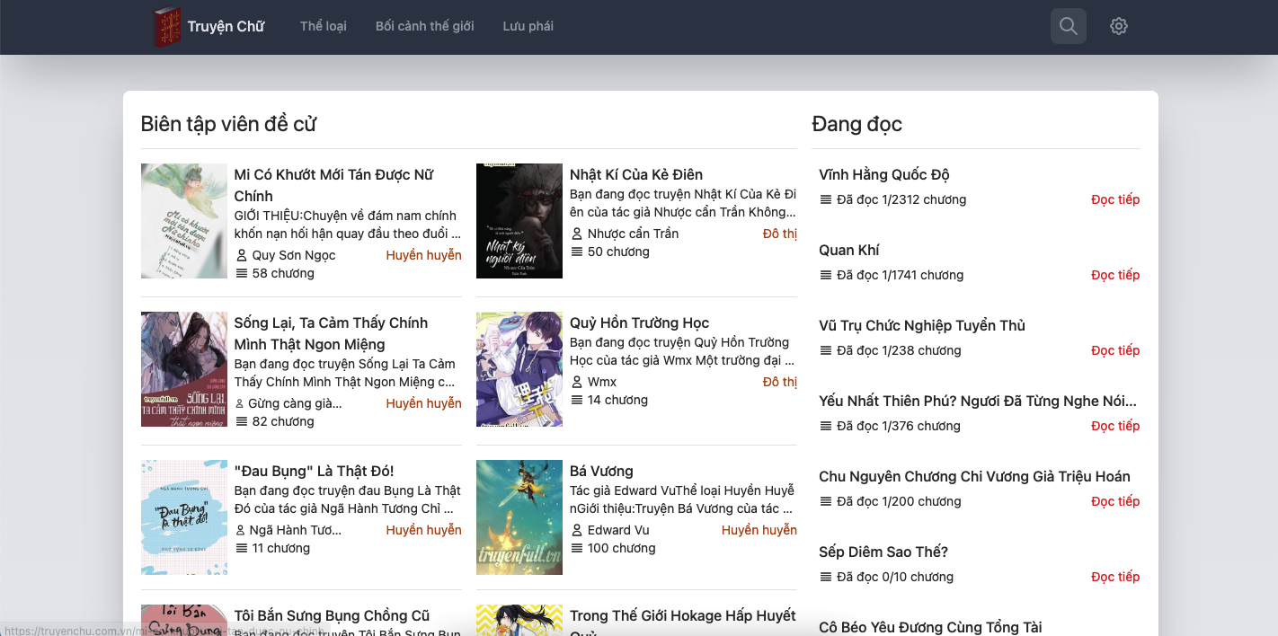 Website Truyenchu.com.vn - Website truyện chữ lớn nhất